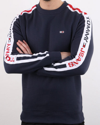 Tommy Hilfiger – Sweatshirt mit Streifen in Marineblau