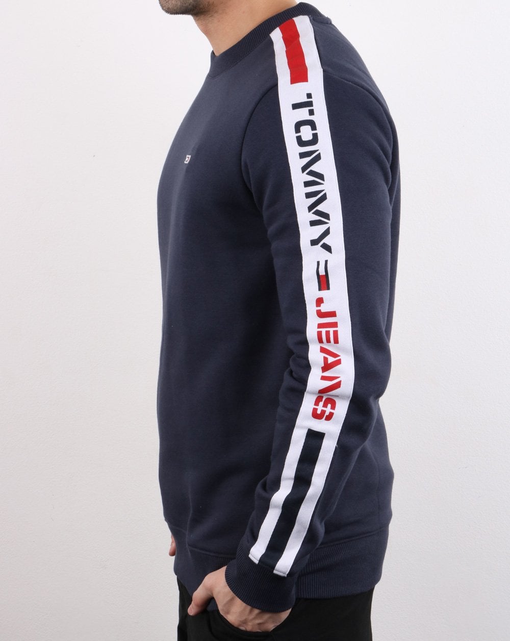 Tommy Hilfiger – Sweatshirt mit Streifen in Marineblau