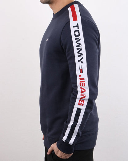 Tommy Hilfiger – Sweatshirt mit Streifen in Marineblau