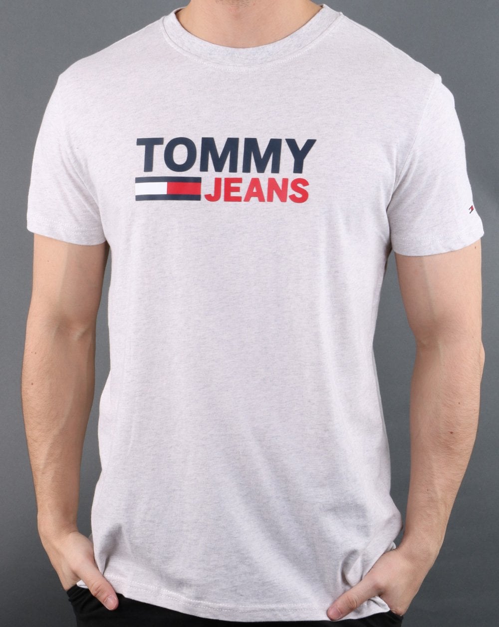 Tommy Hilfiger Corp Logo T-Shirt Hellgrau