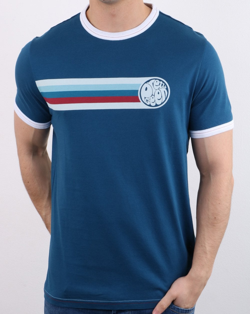 Pretty Green Timor Ringer Tee Marineblau