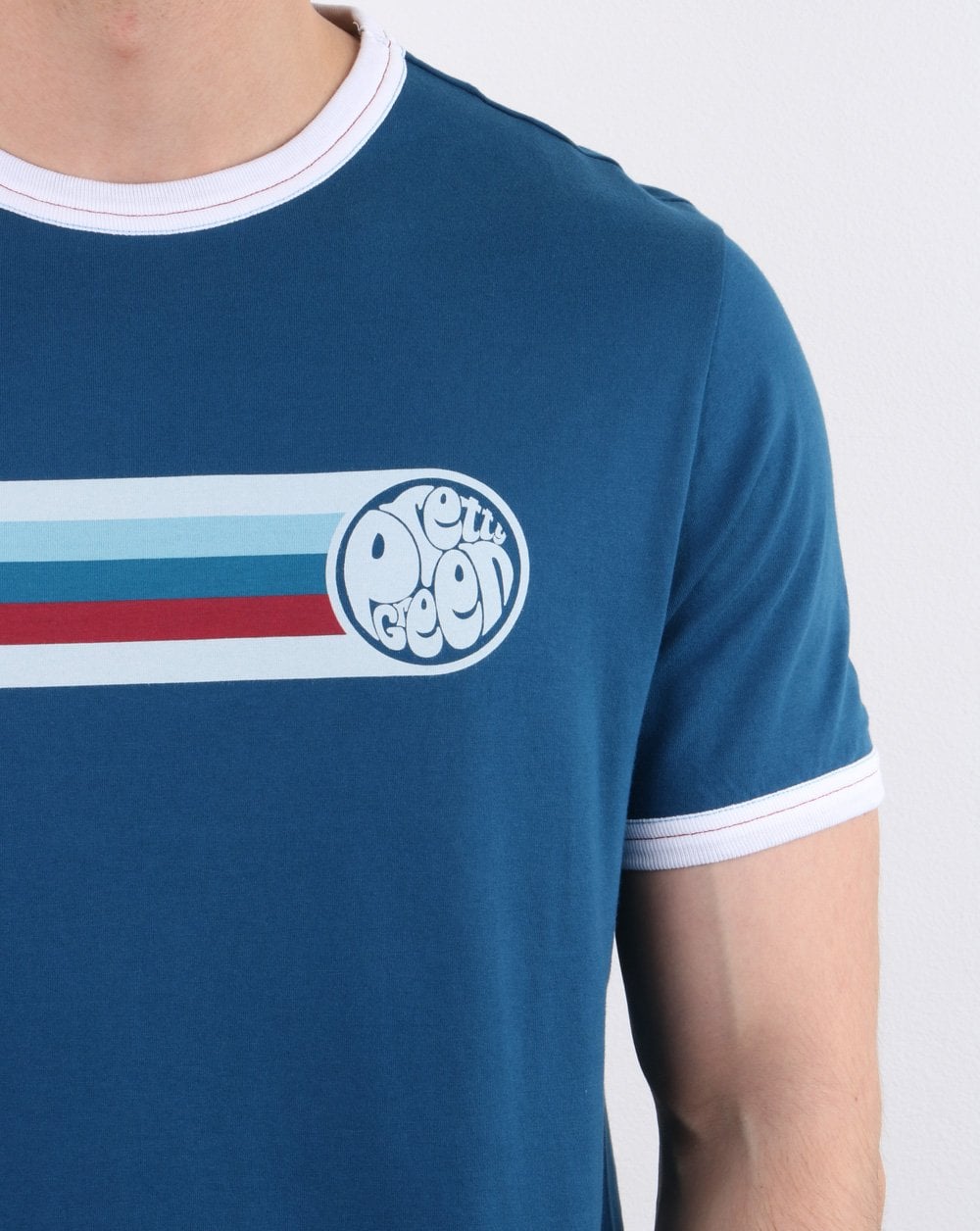 Pretty Green Timor Ringer Tee Marineblau