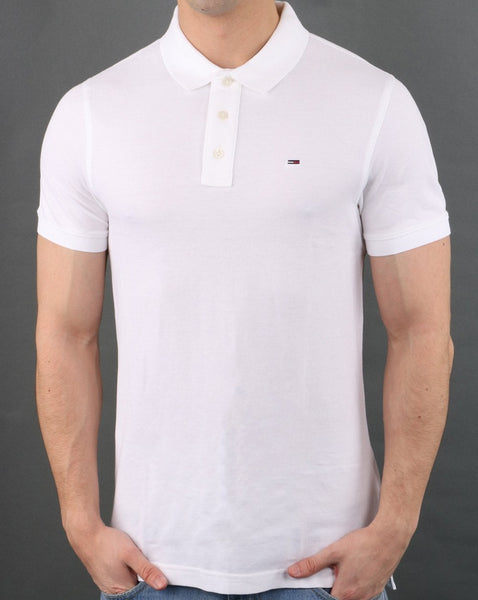 Tommy Jeans Cotton Pique Polo Shirt White