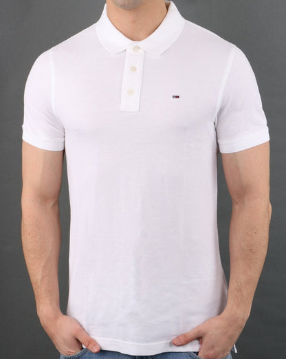 Tommy Jeans Poloshirt aus Baumwollpikee in Weiß