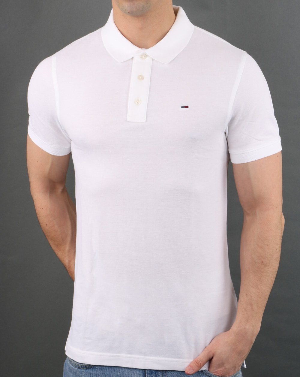 Tommy Jeans Poloshirt aus Baumwollpikee in Weiß