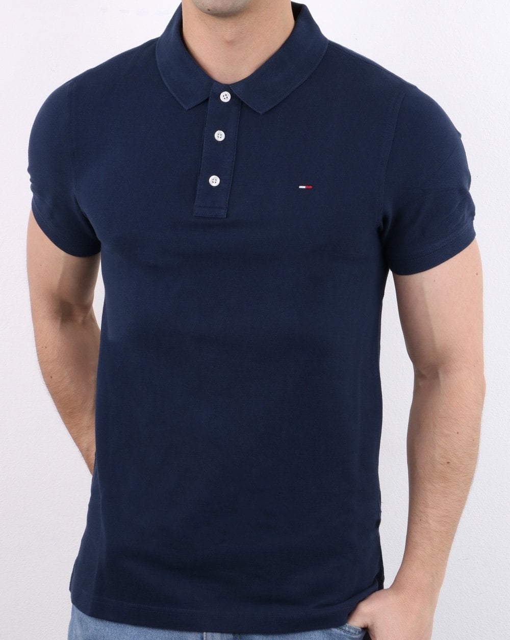 Tommy Jeans Poloshirt aus Baumwollpikee, Marineblau