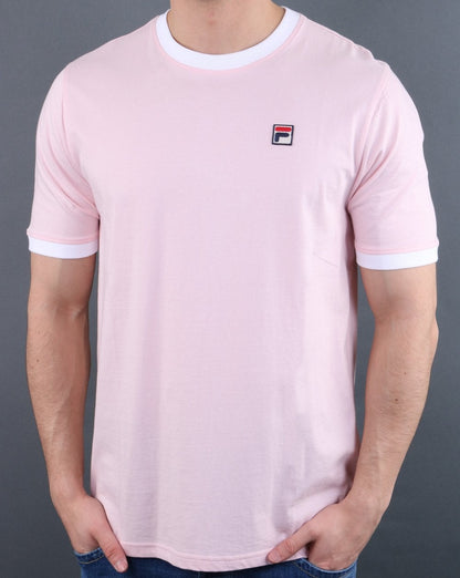 Fila Vintage Ringer T-Shirt Rosa Kreide/Weiß