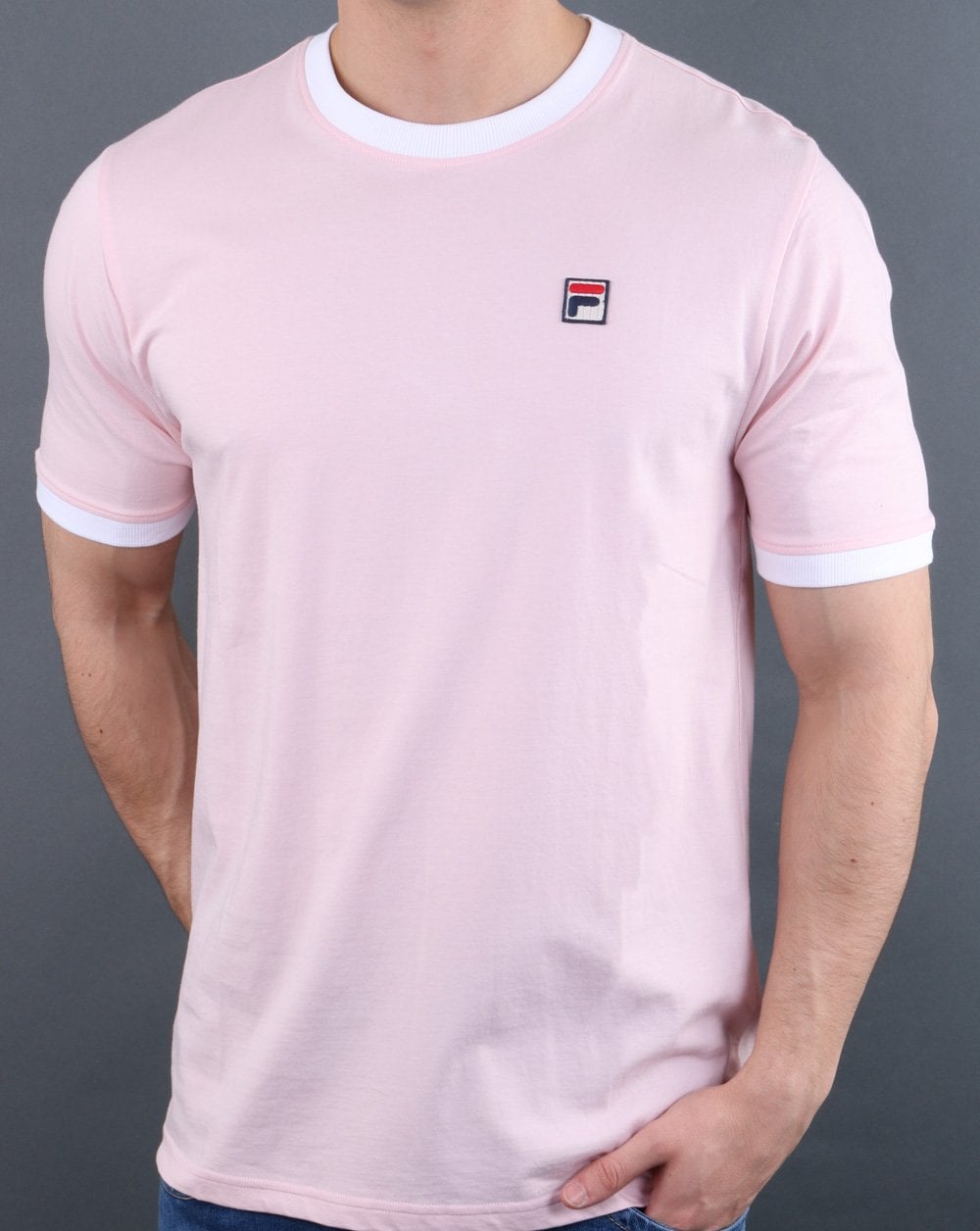 Fila Vintage Ringer T-Shirt Rosa Kreide/Weiß