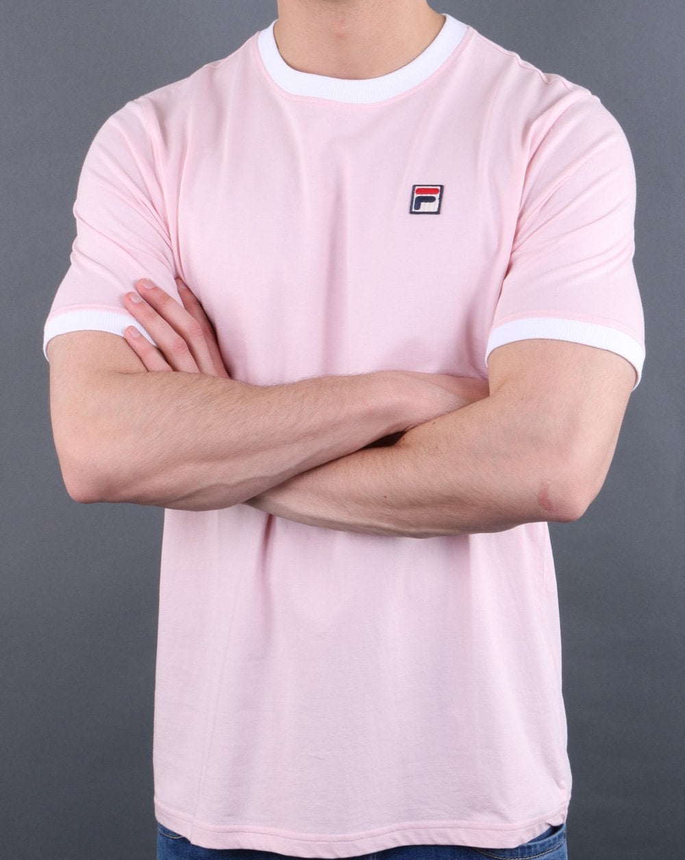 Fila Vintage Ringer T-Shirt Rosa Kreide/Weiß