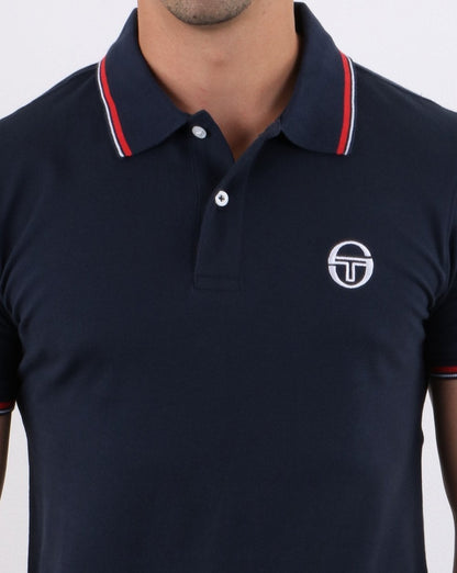 Sergio Tacchini Poloshirt mit Streifen, Marineblau/Rot