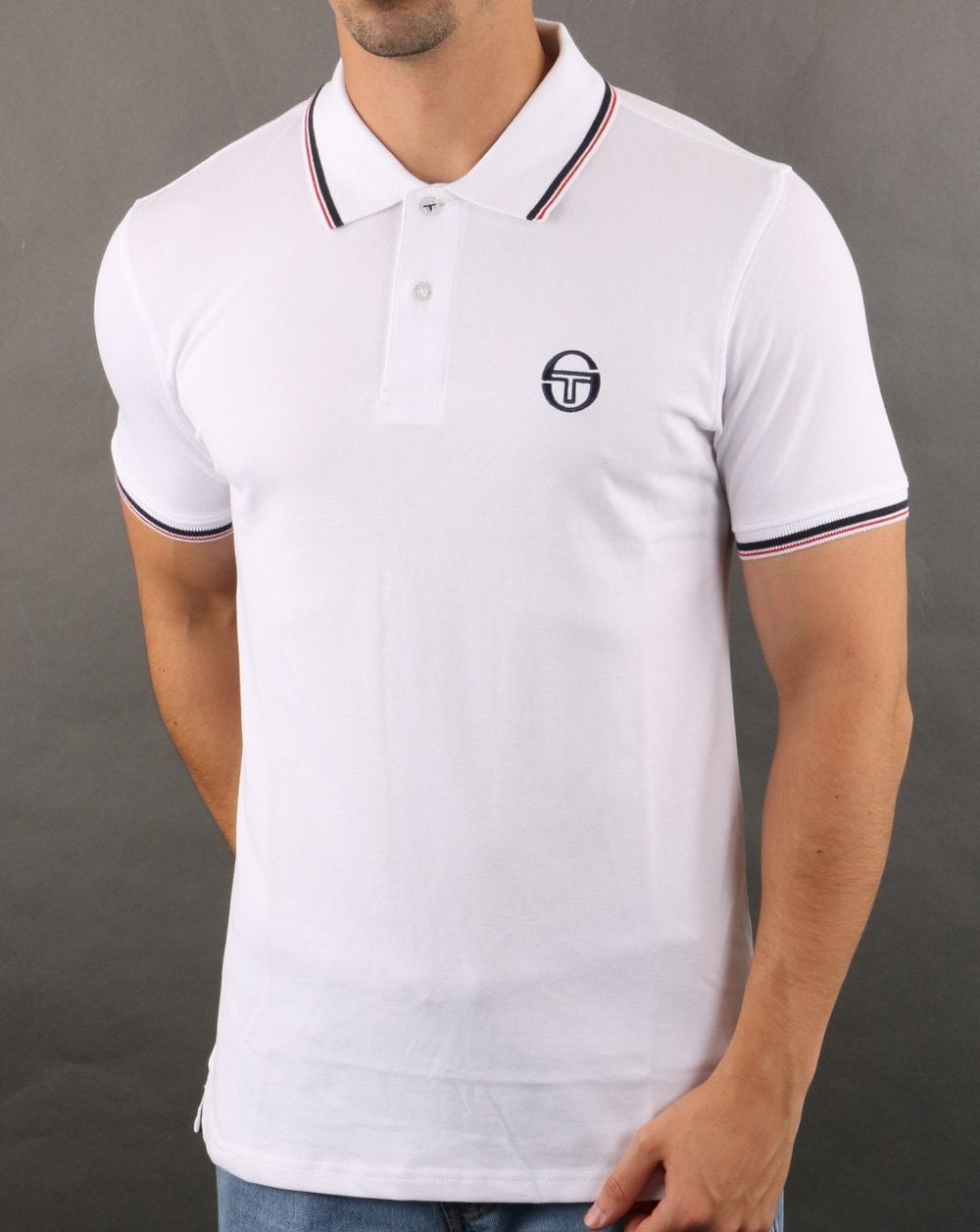 Sergio Tacchini Tipped Polo Shirt White/Red