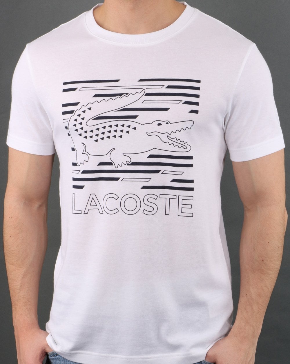 Lacoste Logo T-Shirt Weiß/Marineblau