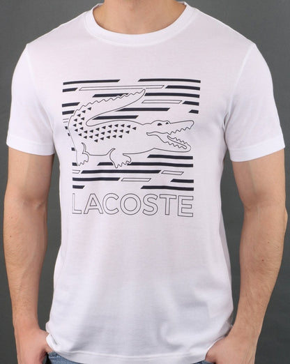 Lacoste Logo T-Shirt Weiß/Marineblau