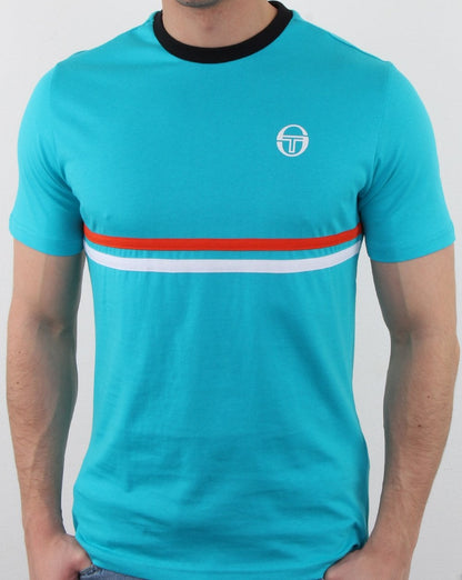 Sergio Tacchini T-Shirt mit zwei Streifen, Blau