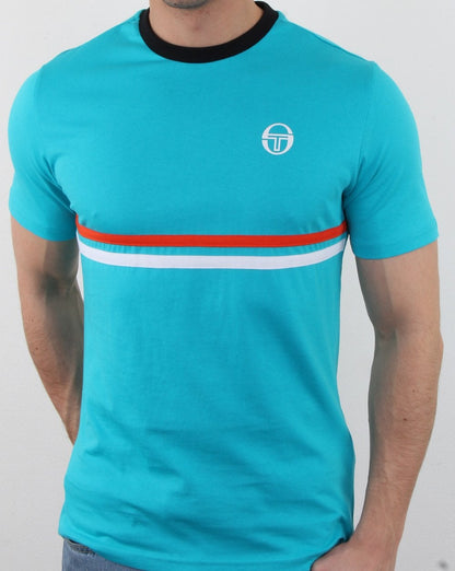 Sergio Tacchini T-Shirt mit zwei Streifen, Blau