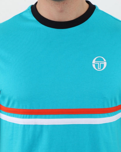 Sergio Tacchini T-Shirt mit zwei Streifen, Blau