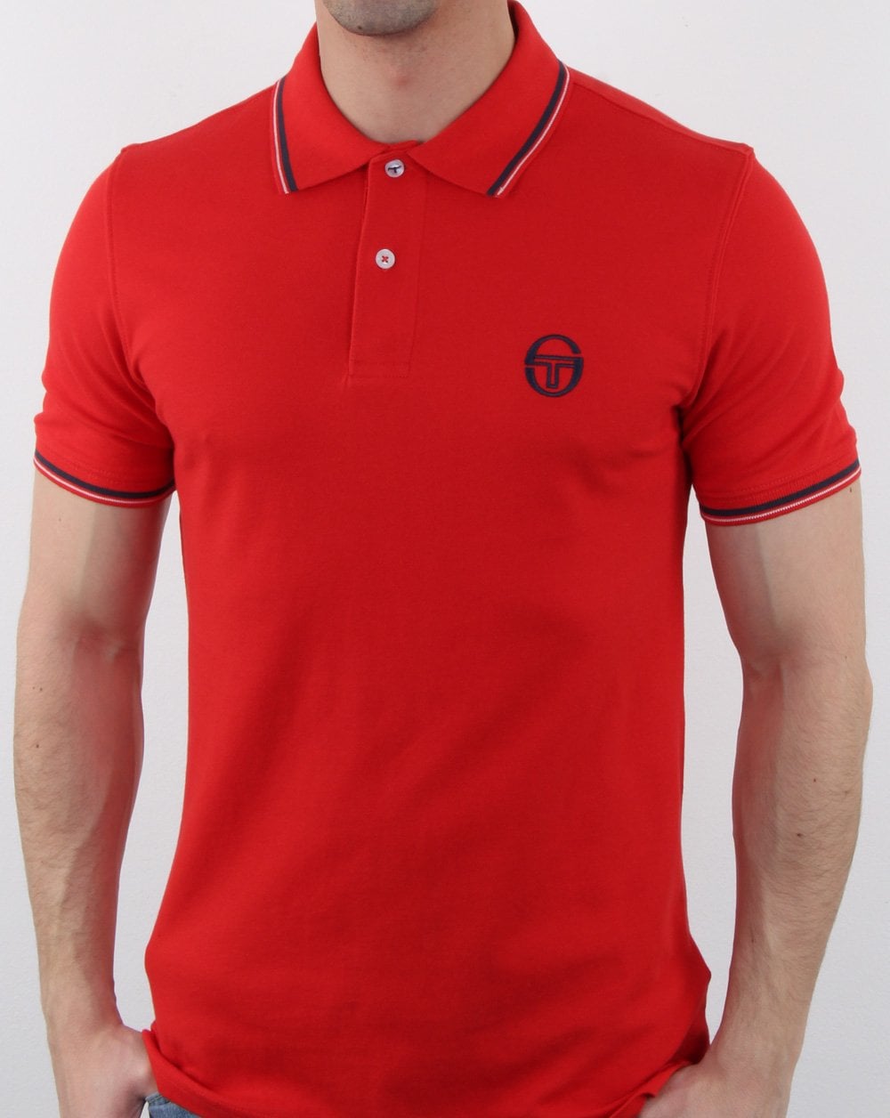 Sergio Tacchini Tipped Polo Shirt Vintage Red/White