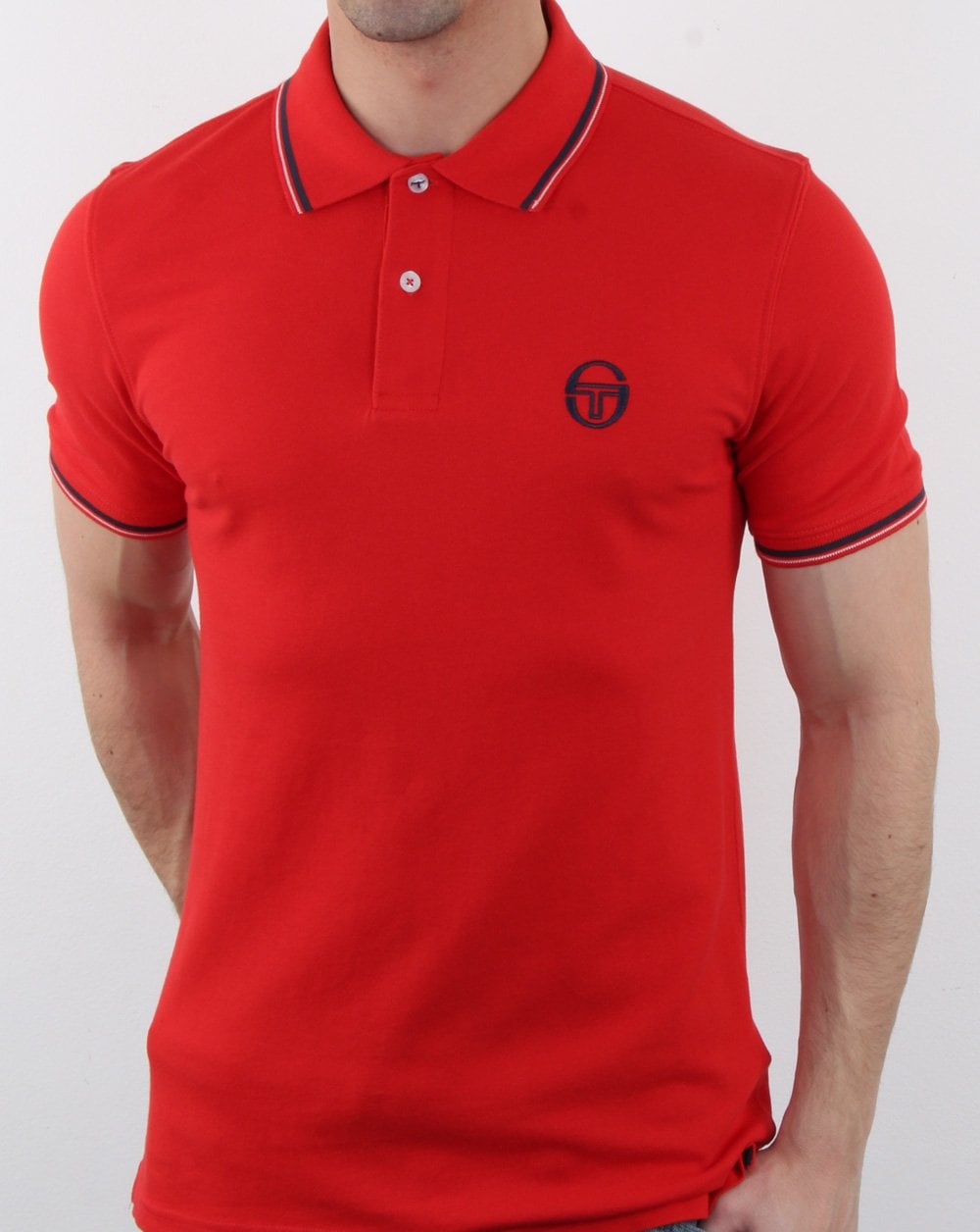 Sergio Tacchini Tipped Polo Shirt Vintage Red/White