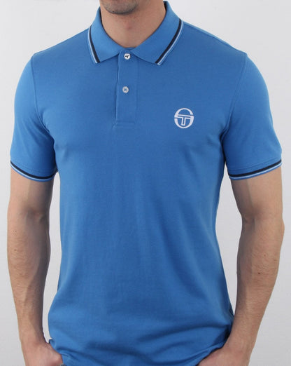 Sergio Tacchini Poloshirt mit Streifen Blau/Weiß