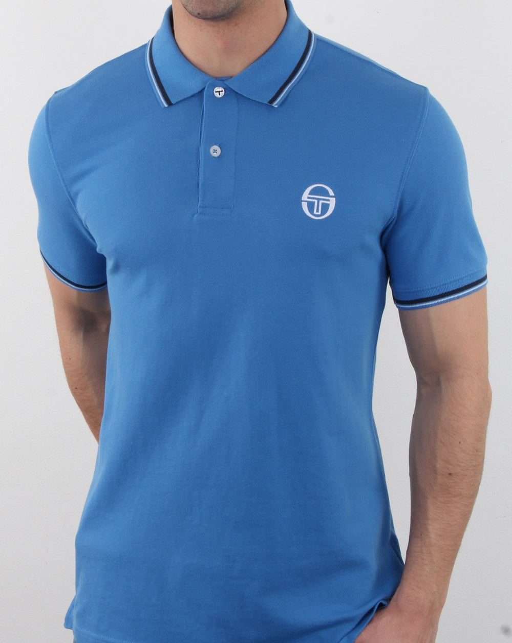 Sergio Tacchini Poloshirt mit Streifen Blau/Weiß