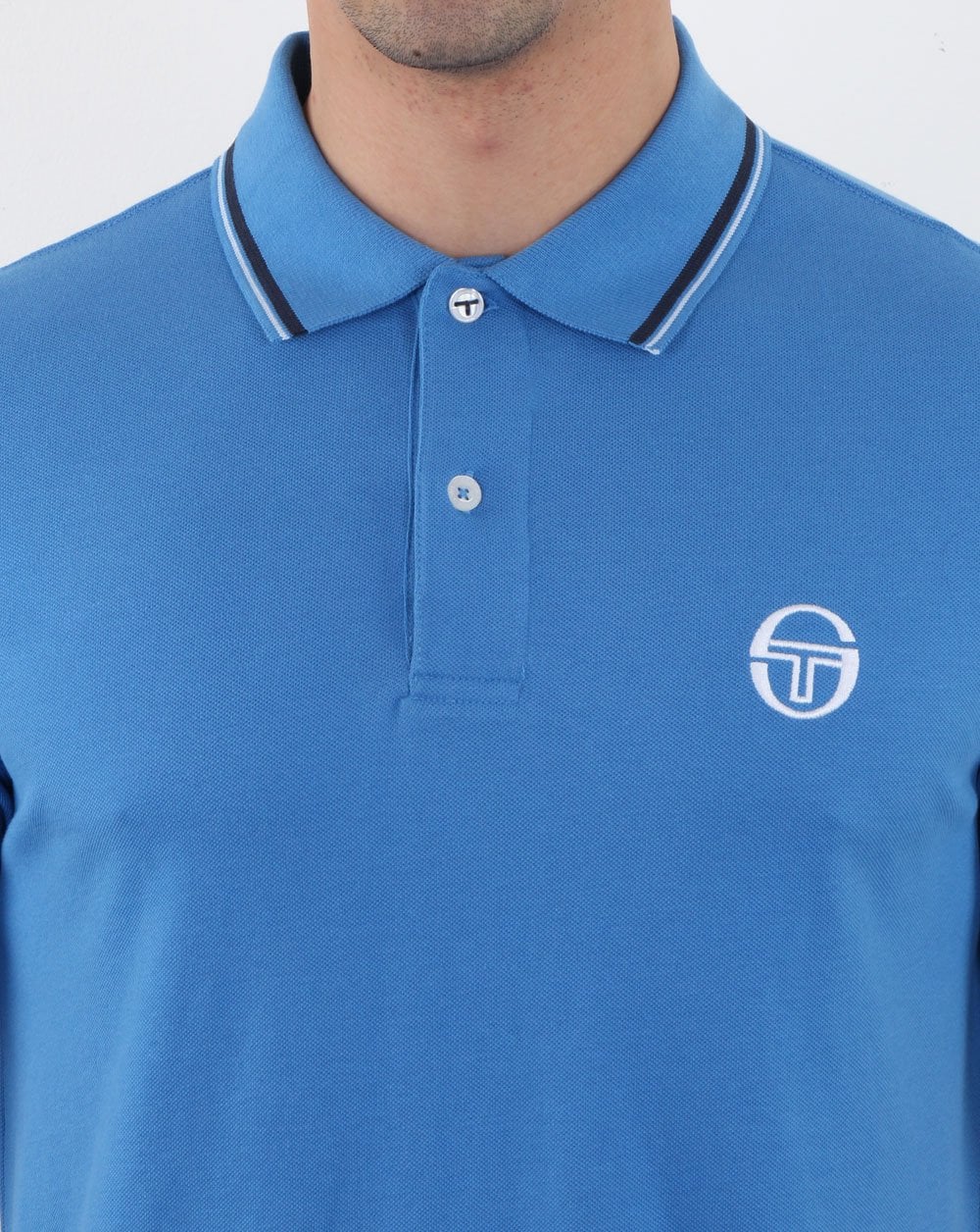 Sergio Tacchini Poloshirt mit Streifen Blau/Weiß