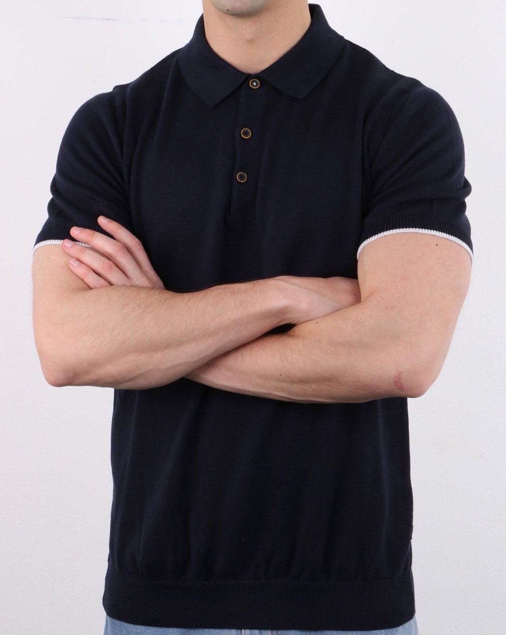 Strick-Poloshirt Marineblau