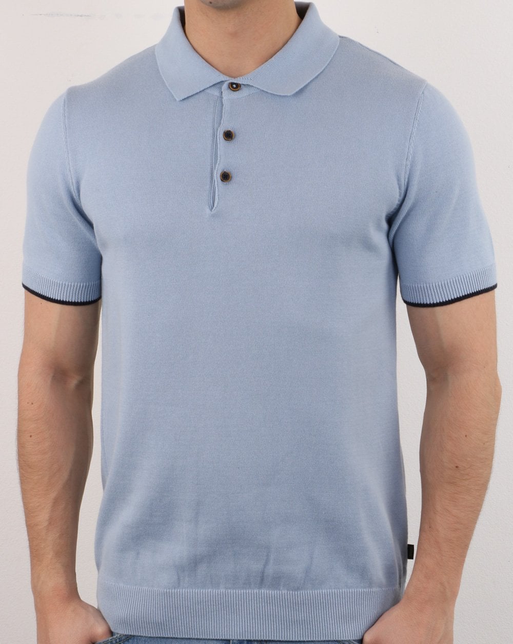 Gestricktes Poloshirt Himmelblau