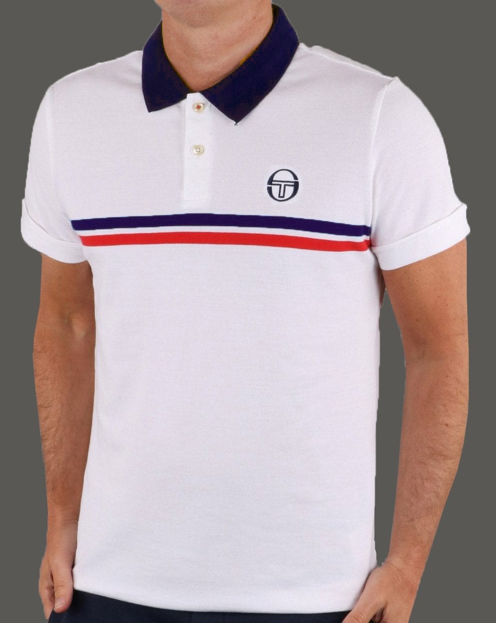 Sergio Tacchini Supermac Poloshirt Weiß/Marineblau/Rot