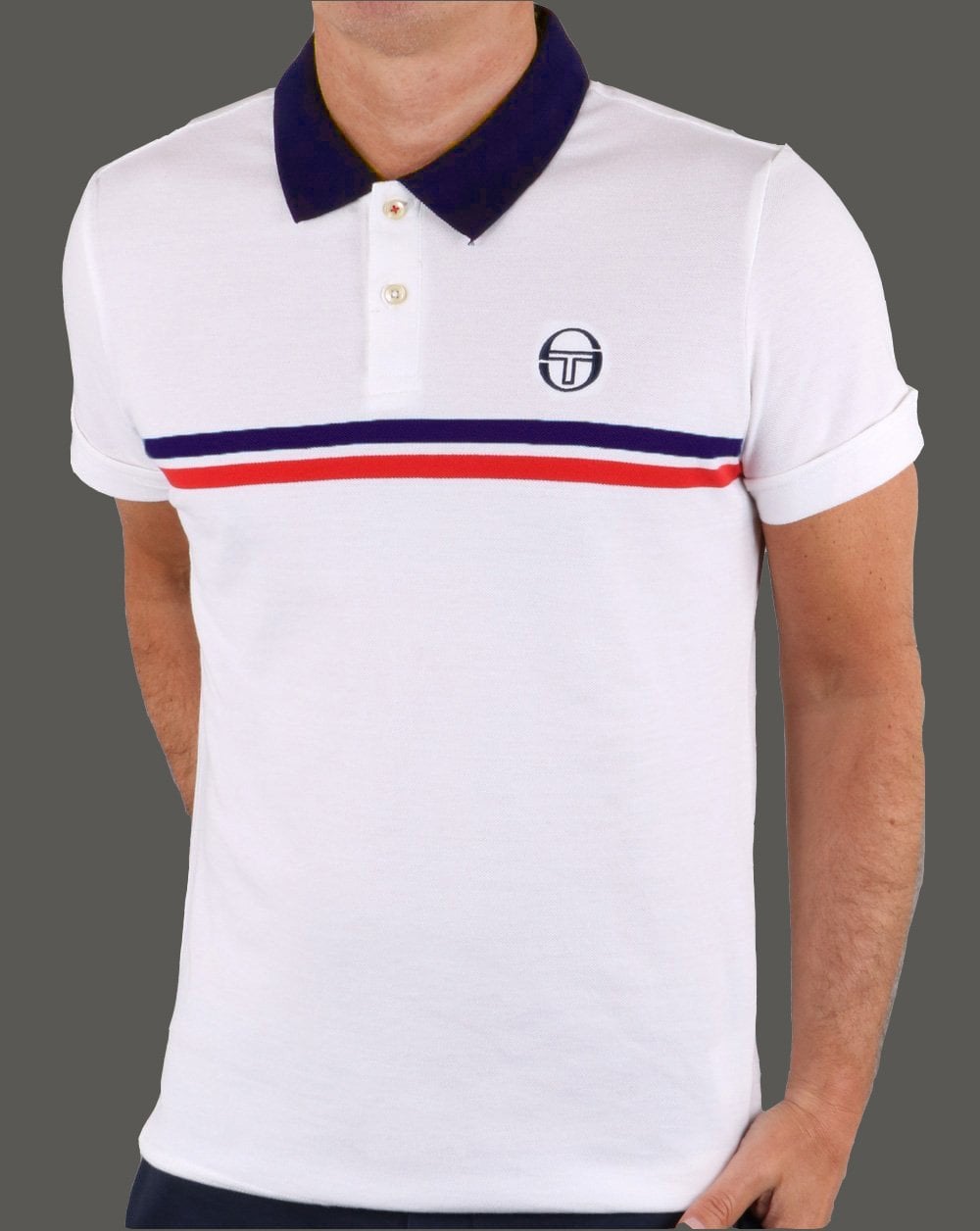 Sergio Tacchini Supermac Poloshirt Weiß/Marineblau/Rot