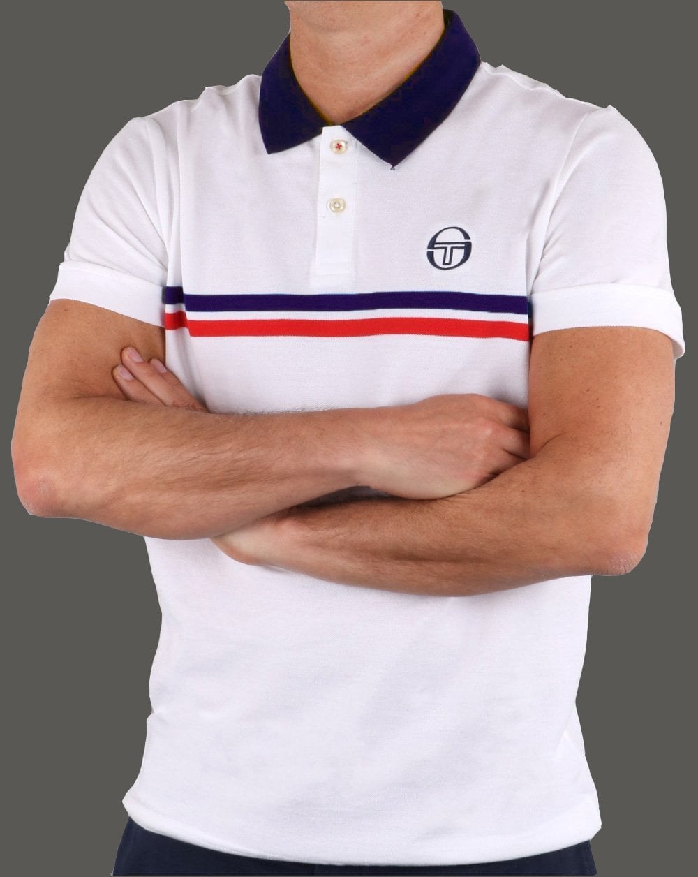 Sergio Tacchini Supermac Poloshirt Weiß/Marineblau/Rot