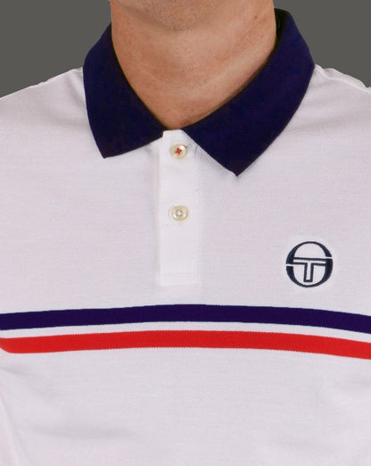 Sergio Tacchini Supermac Poloshirt Weiß/Marineblau/Rot
