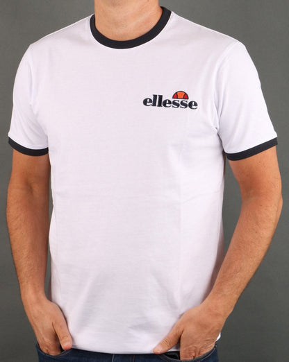 Ellesse – Ringer-T-Shirt in Weiß