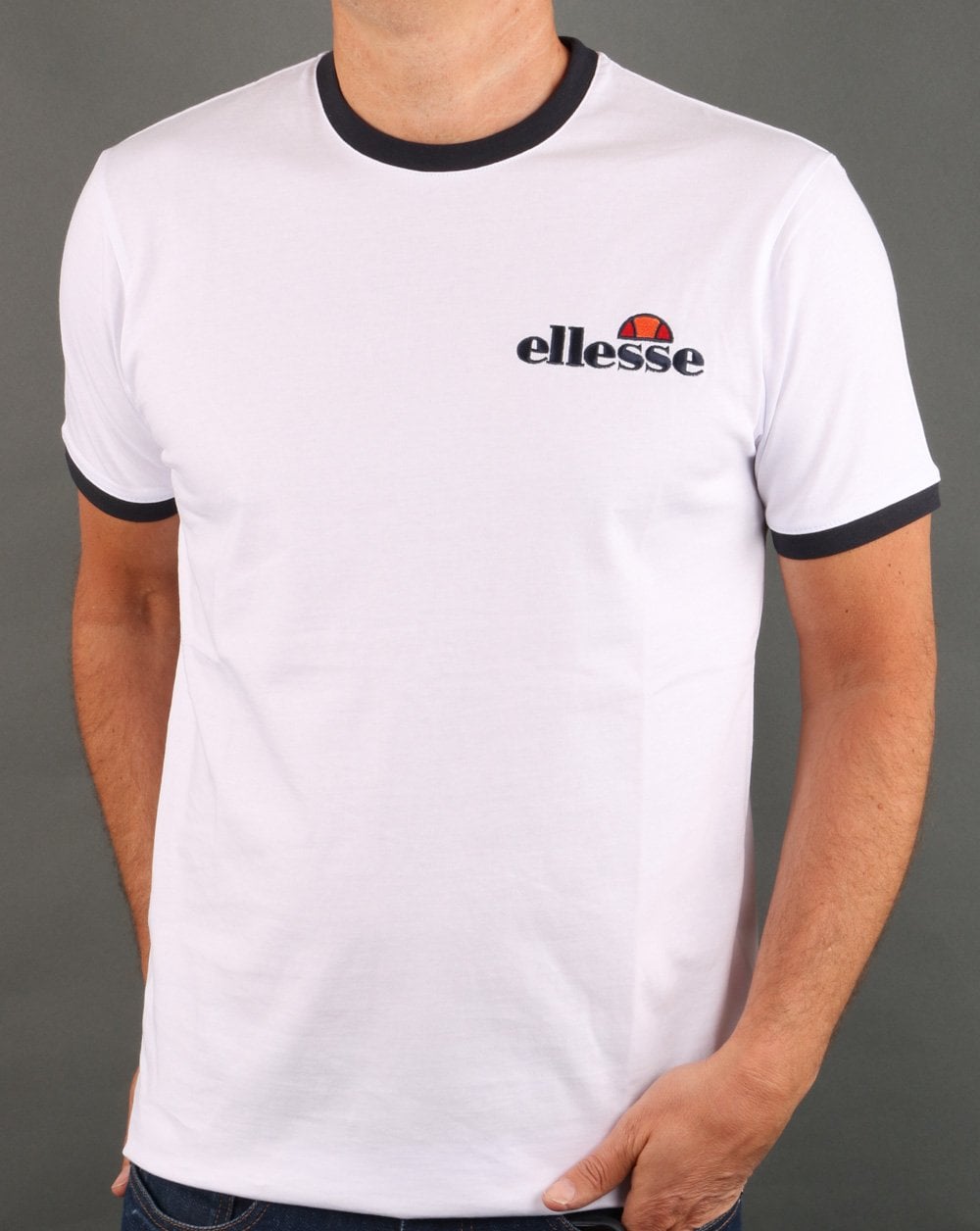 Ellesse – Ringer-T-Shirt in Weiß