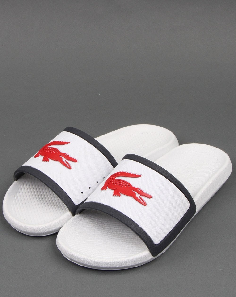 Lacoste Croco Slider Weiß/Marineblau/Rot