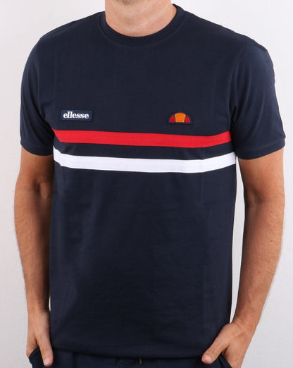Ellesse – T-Shirt mit zwei Streifen, Marineblau