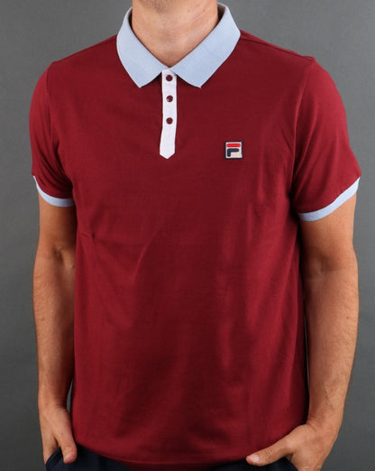 Fila Vintage Panatta Poloshirt Weinrot