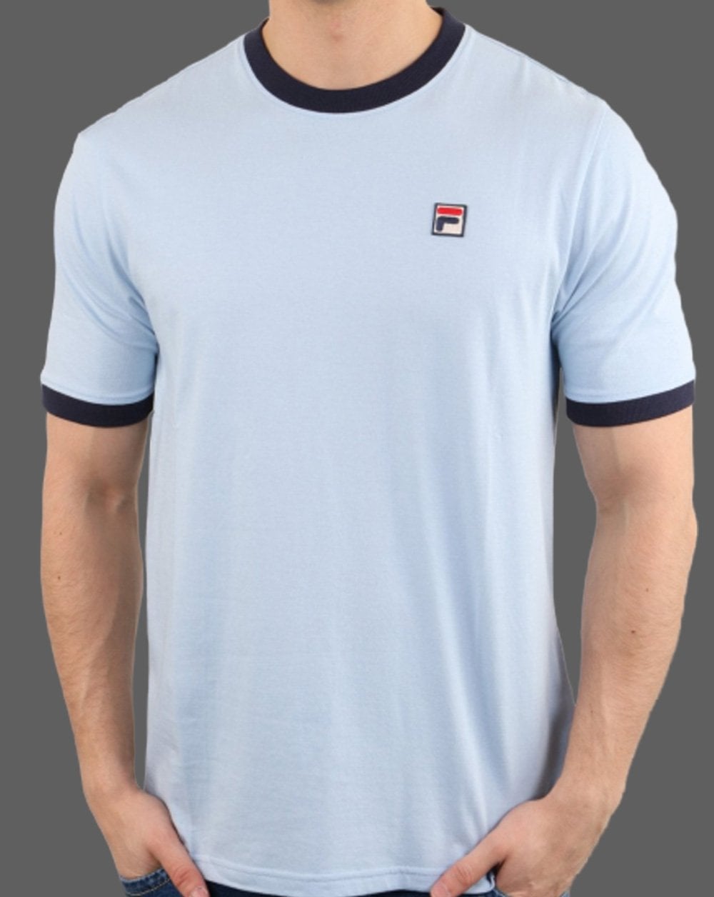 Fila Vintage Ringer T-Shirt Himmelblau/Marineblau