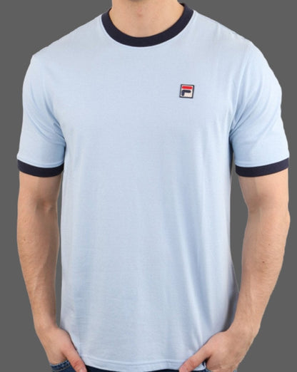 Fila Vintage Ringer T-Shirt Himmelblau/Marineblau