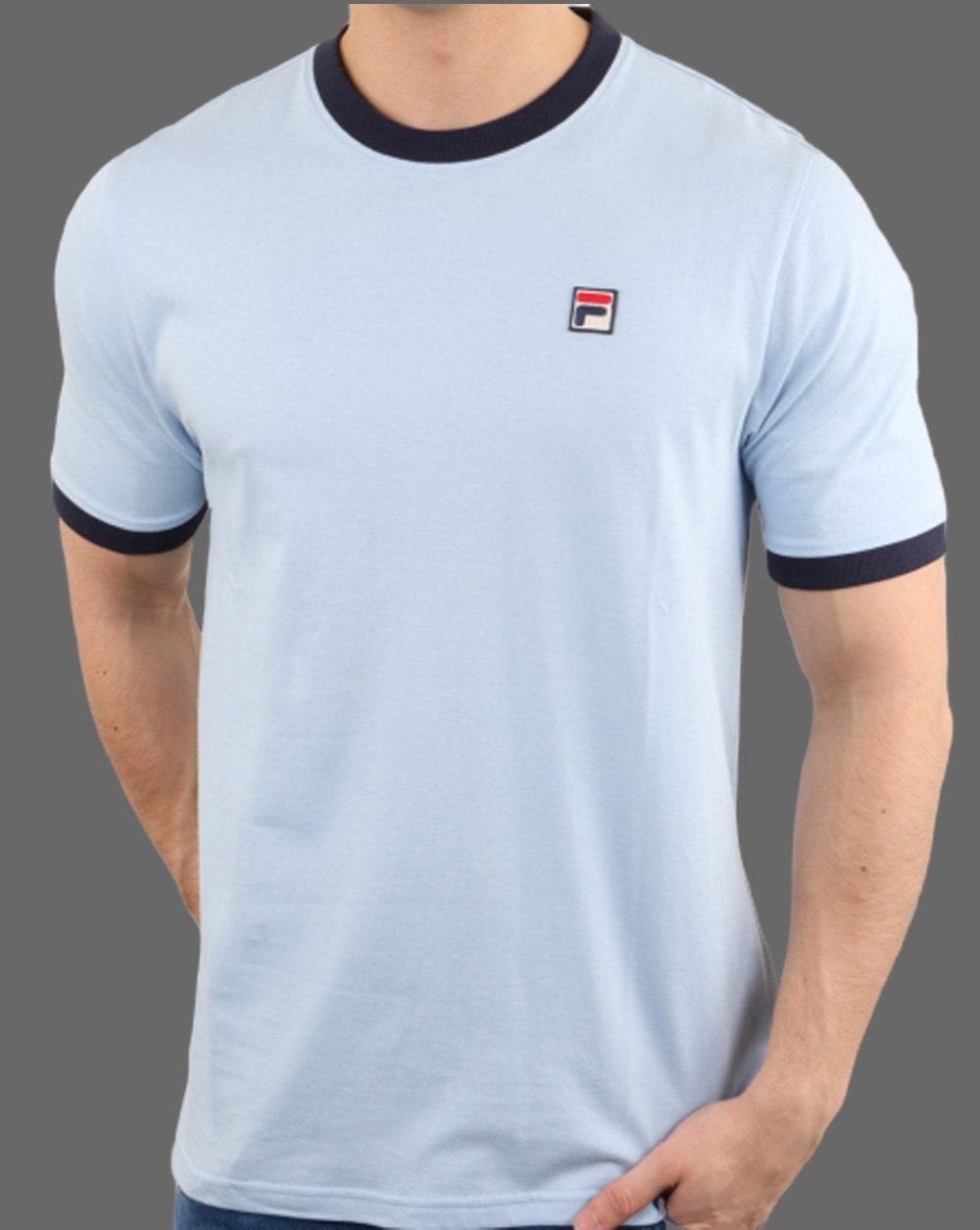 Fila Vintage Ringer T-Shirt Himmelblau/Marineblau