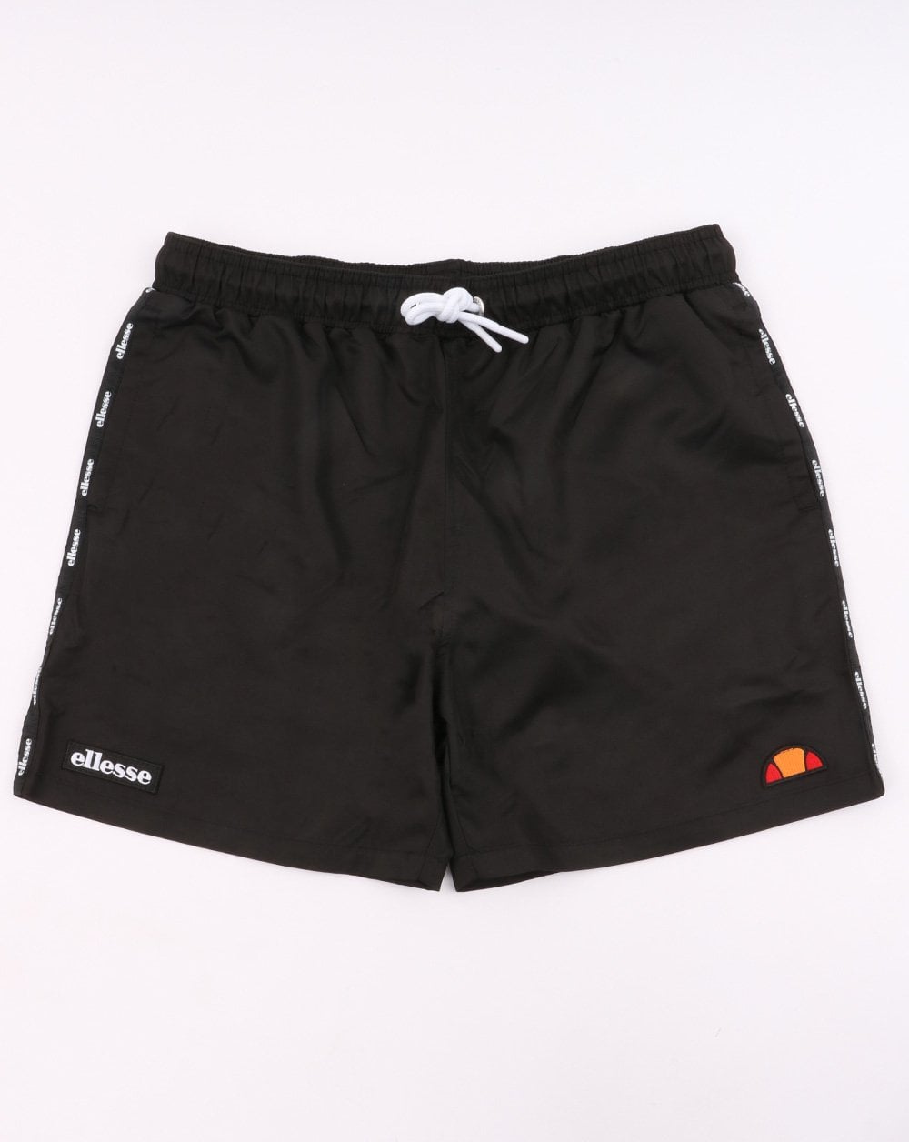 Ellesse – Badeshorts mit Zierband in Schwarz