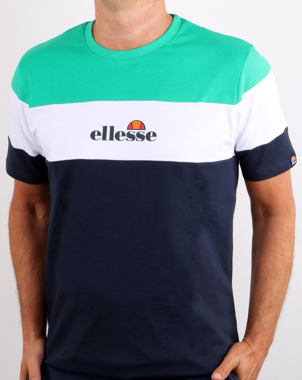 Ellesse Block T Shirt Green/White/Navy