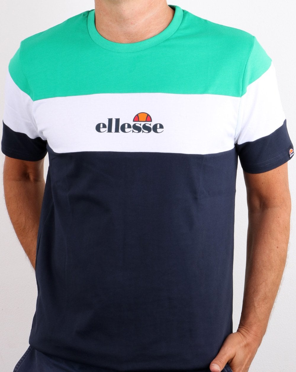 Ellesse Block T-Shirt Grün/Weiß/Marineblau