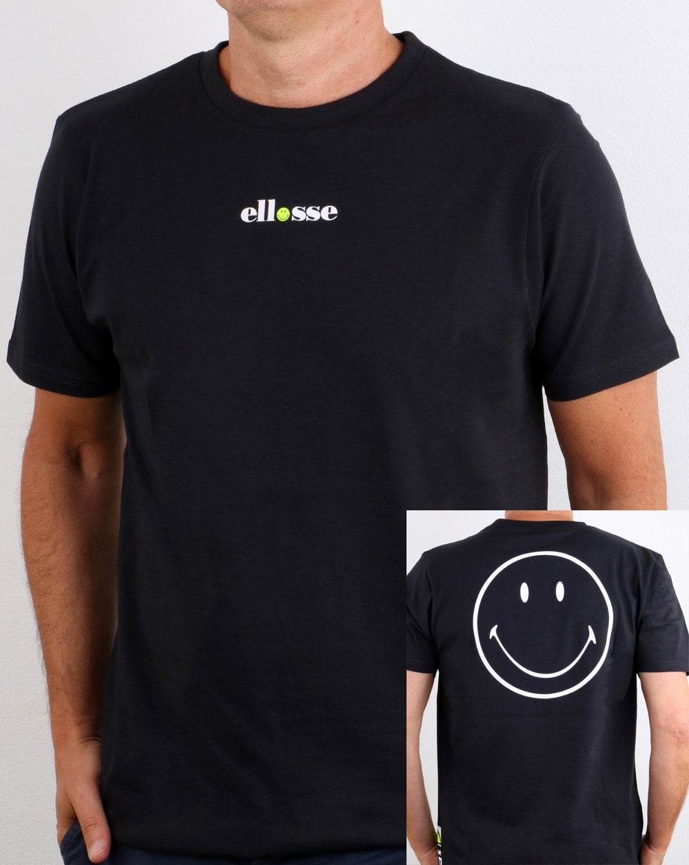 Ellesse – Smiley-T-Shirt in Schwarz
