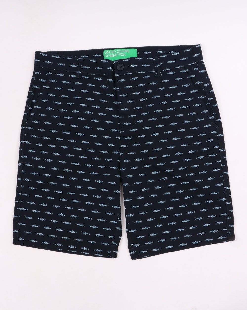 Benetton Gemusterte Chino-Shorts in Marineblau