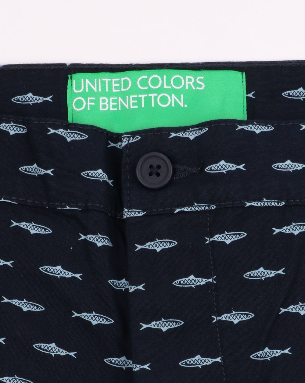 Benetton Pattern Chino Shorts Navy
