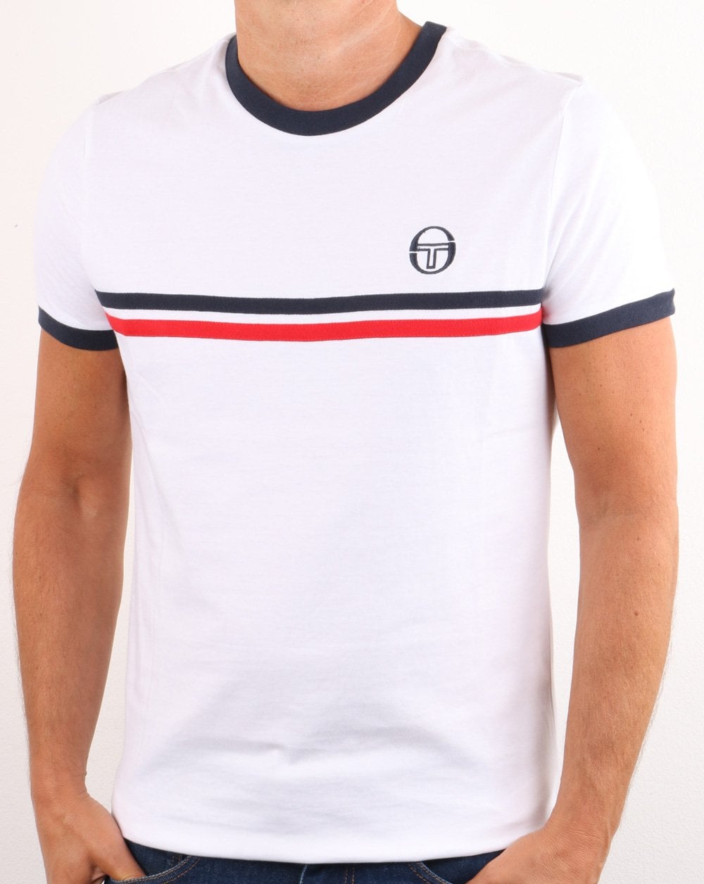 Sergio Tacchini Supermac T-Shirt Weiß/Rot/Marineblau