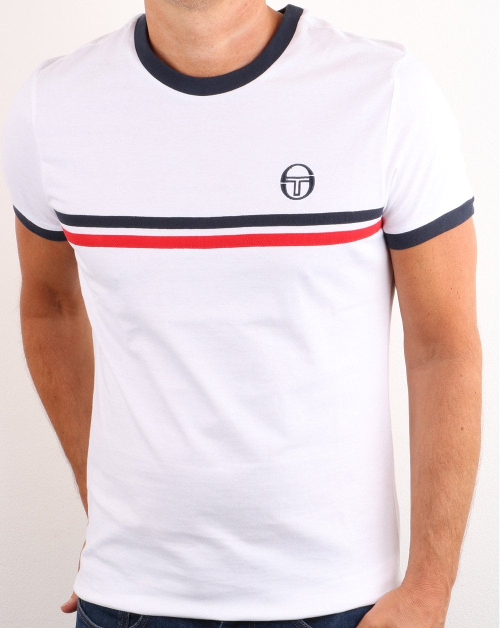 Sergio Tacchini Supermac T-Shirt Weiß/Rot/Marineblau