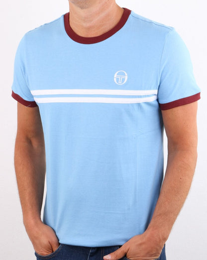 Sergio Tacchini Supermac T-Shirt Himmelblau / Weinrot