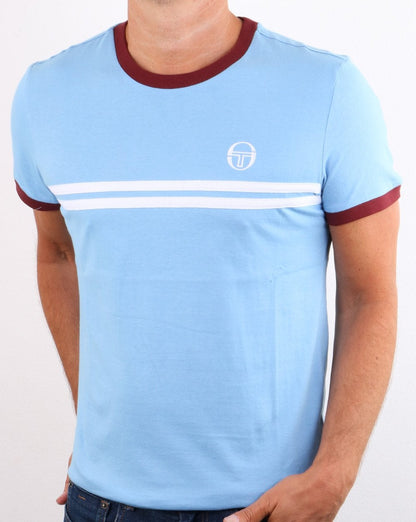 Sergio Tacchini Supermac T-Shirt Himmelblau / Weinrot