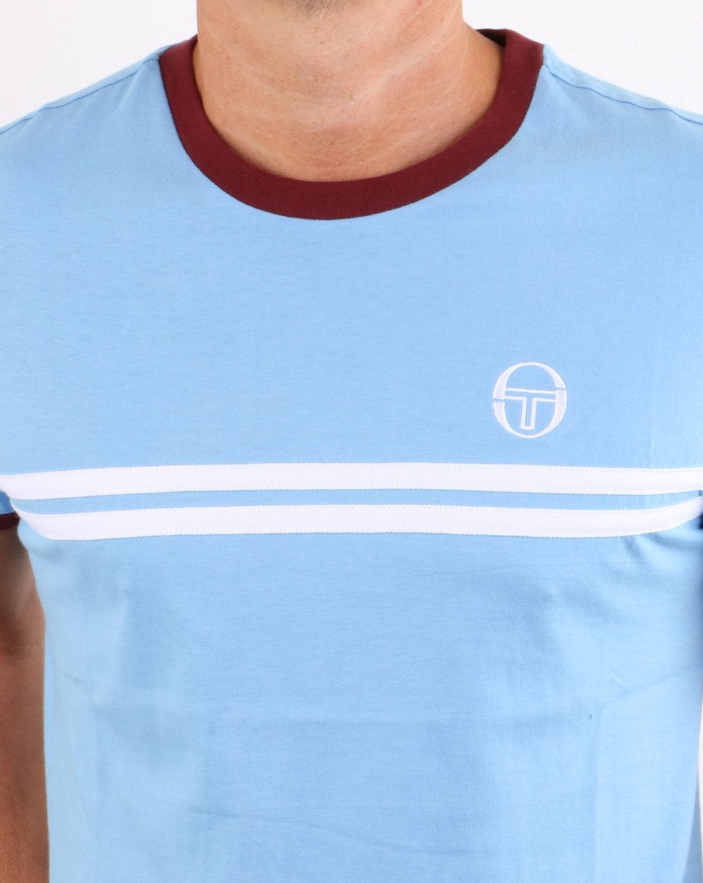 Sergio Tacchini Supermac T-Shirt Himmelblau / Weinrot